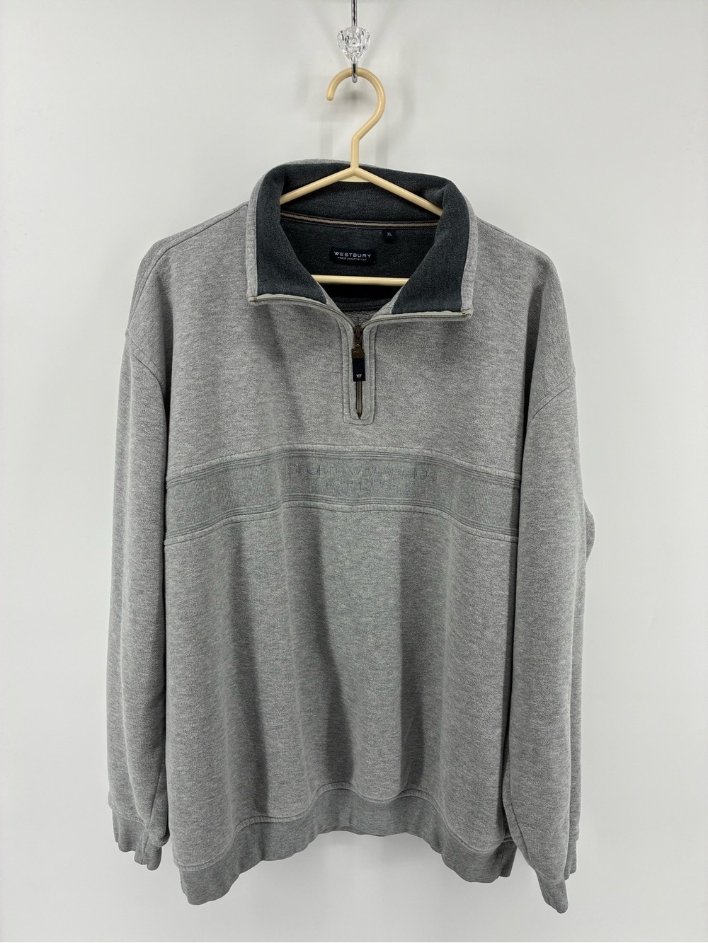 Vintage Westbury Men's Quarter-Zip Pullover Sweater - Gray